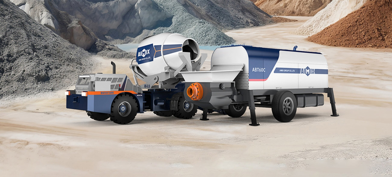 AIMIX self loading concrete mixer with concrete pump